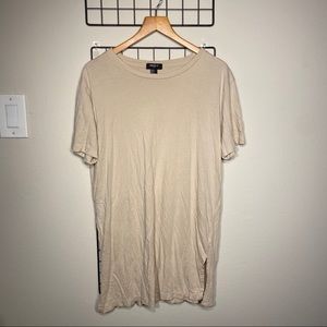 FOREVER21 MEN LONG TAN SHORT SLEEVE SHIRT